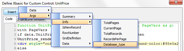 Insert > Args > Info > System variable
